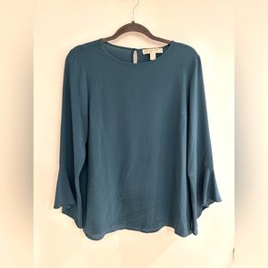 Michael Kors Teal Blue Bell Sleeved Blouse
